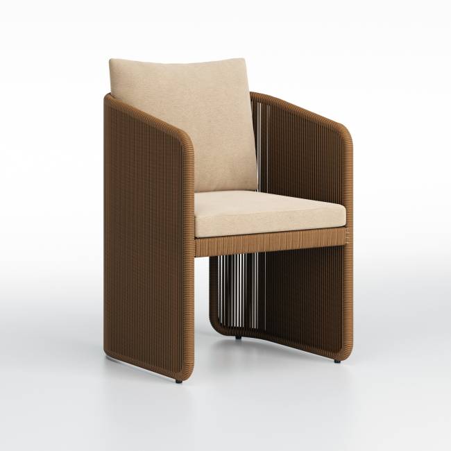 Стул Flecto ПРОТОТИП (без упаковки) Роуп 5 мм (круглый, террокотовый) №7, RAL 8011, Ткань Jamaica beige