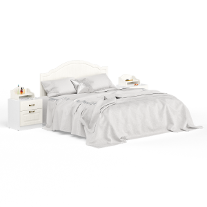 Кровать 1600 Ливерпуль с основанием и двумя тумбами с полками цвет ясень ваниль/белый