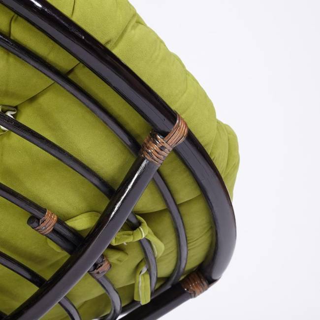 Кресло-качалка PAPASAN/ПАПАСАН w 23/01 B /с подушкой/ 115х78х104 см, Antique brown (античный черно-коричневый), флок Олива, 23 Antique brown (античный черно-коричневый)