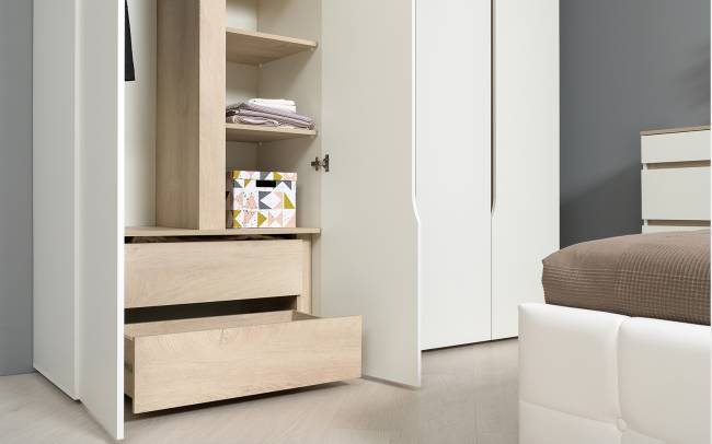 Мебель для спальни Муссон № 15 кровать на 1600 цвет белый/дуб эндгрейн элегантный, ортопед