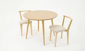 Стол Монте К 90 натур со стульями Франк натур велюр бежевый