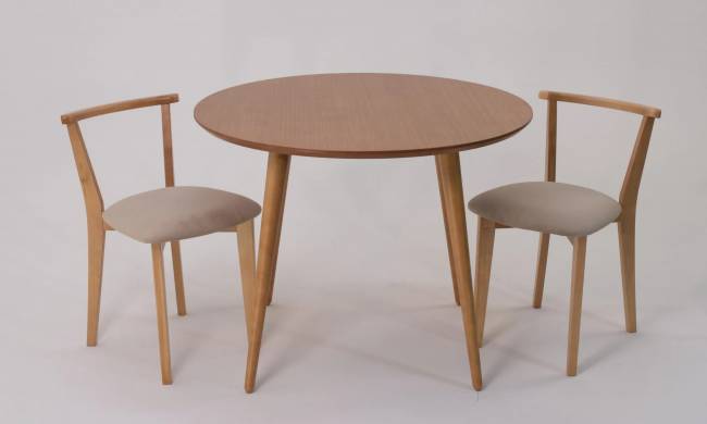 Стол Монте К 90 натур со стульями Франк натур велюр бежевый Стол Монте К 90 натур со стульями Франк натур велюр бежевый