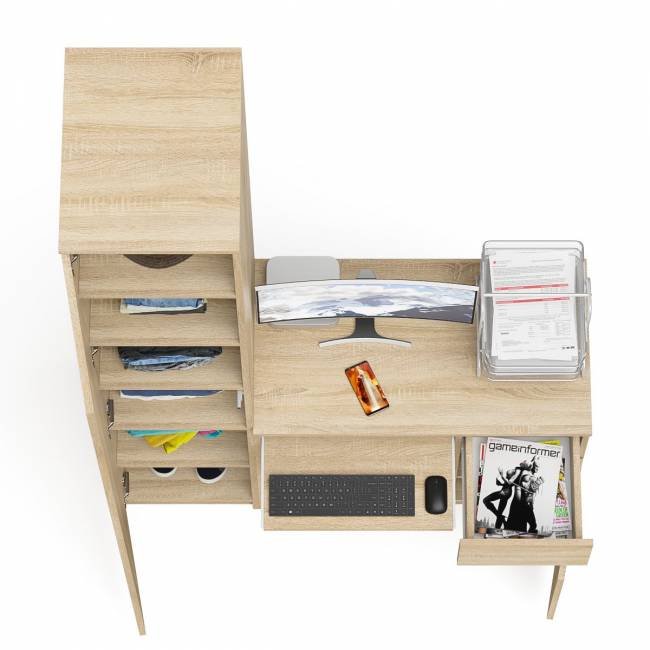 Компьютерный стол МС-1 правый с пеналом на 400 Мори цвет дуб сонома