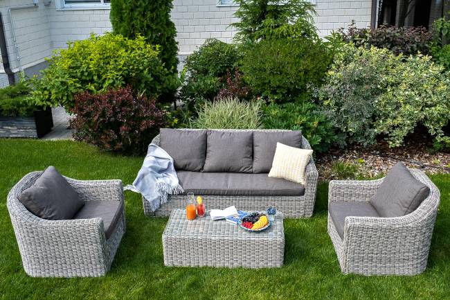 "Фабриция" диван из искусственного ротанга трехместный, цвет серый "Фабриция" диван из искусственного ротанга трехместный, цвет серый