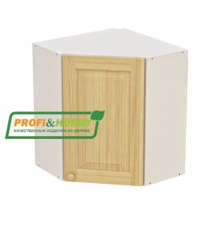 Шкаф навесной угловой 610х610х720 + фасад сосна бесцветный лак