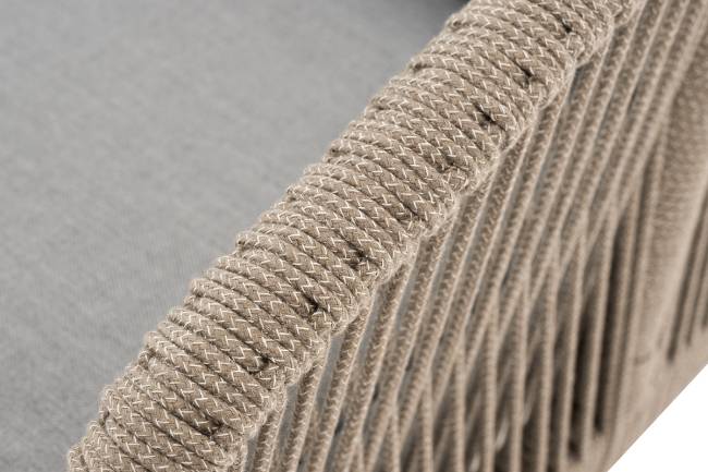 "Канны" диван 2-местный плетеный из роупа, каркас алюминий светло-серый (RAL7035) шагрень, роуп серый меланж круглый, ткань светло-серая "Канны" диван 2-местный плетеный из роупа, каркас алюминий светло-серый (RAL7035) шагрень, роуп серый меланж круглый, ткань светло-серая