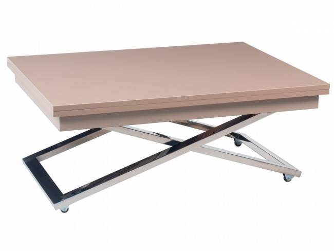 Стол-трансформер Левмар Cross G41/S79 капучино глянец/ опоры нерж.сталь