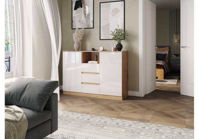 Маллоу-2 дуб вотан / белый глянец