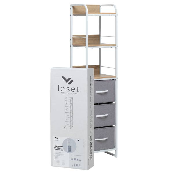 Комод Leset Ноа с полками 3 ящика Белый Светло-серый