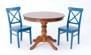 Обеденная группа Брамос К 100 орех со стульями Ингольф синий