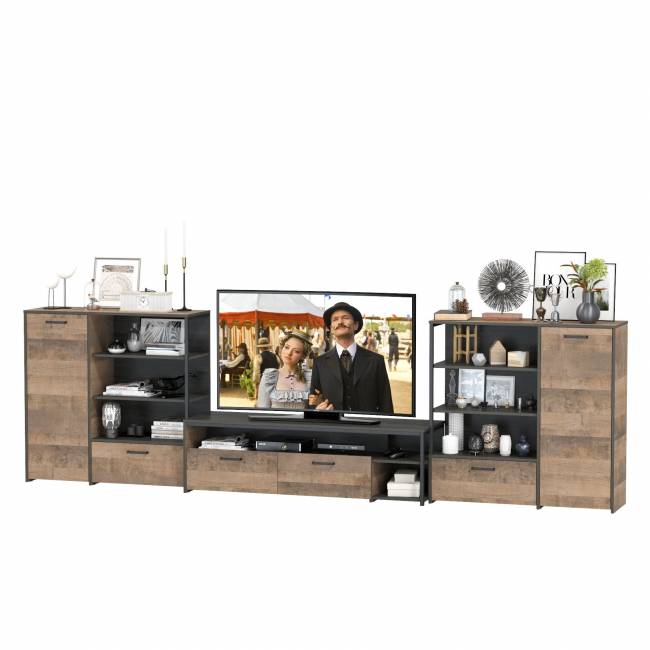 Два комода с одним ящиком и дверкой и ТВ-тумба Трувор цвет дуб гранж песочный/интра