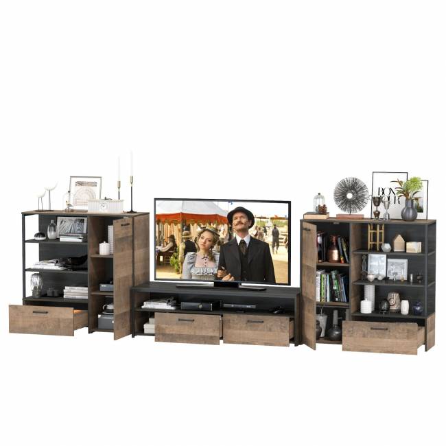 Два комода с одним ящиком и дверкой и ТВ-тумба Трувор цвет дуб гранж песочный/интра