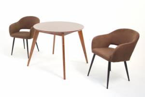 Стол Сканди К 100 орех с креслами Пичч велюр коричневый