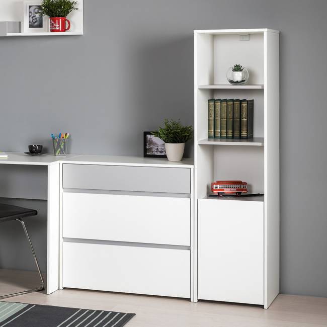 Шкаф комбинированный Торонто 13.13 цвет белый шагрень/стальной серый