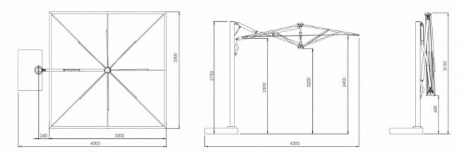 Зонт профессиональный 3.5х3.5 м Astro Carbon графит, слоновая кость 3500х3500 мм Зонт профессиональный 3.5х3.5 м Astro Carbon графит, слоновая кость 3500х3500 мм