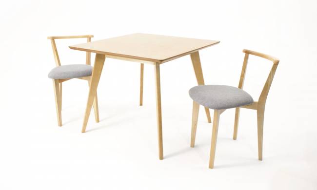 Стол Сканди М 100 натур со стульями Франк натур рогожка серый