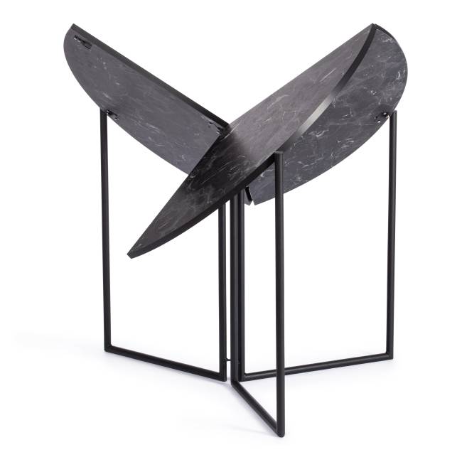 Стол складывающийся YOOP (mod. 1202) ЛДСП+меламин/металл, 100 х 100 х 72 см, чёрный мрамор/чёрный чёрный мрамор/чёрный ЛДСП+меламин/металл