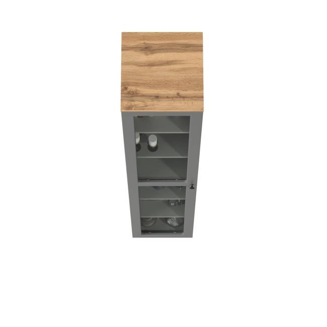 Пенал-витрина в гостиную Остин 16.394.03 цвет серый графит/дуб крафт золотой