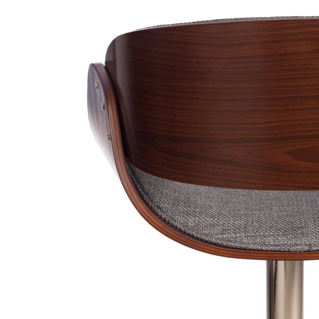 Барный стул LANDO (mod.4036) металл/дерево/ткань, 59х51х93-114 см, высота сиденья 62-83 см, серый/орех/хром, Aimcasa 28 орех темный, серый металл/дерево/ткань Барный стул LANDO (mod.4036) металл/дерево/ткань, 59х51х93-114 см, высота сиденья 62-83 см, серый/орех/хром, Aimcasa 28 орех темный, серый металл/дерево/ткань