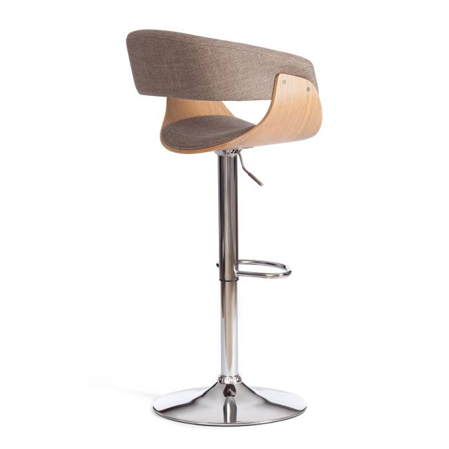 Барный стул VIMTA (mod.4021S) металл/дерево/ткань, 60х51х91,5-112,5 см, выс. сид. 61,5-82,5 см, бежевый/натур./хром, Aimcasa 5 береза, серый металл/дерево/ткань