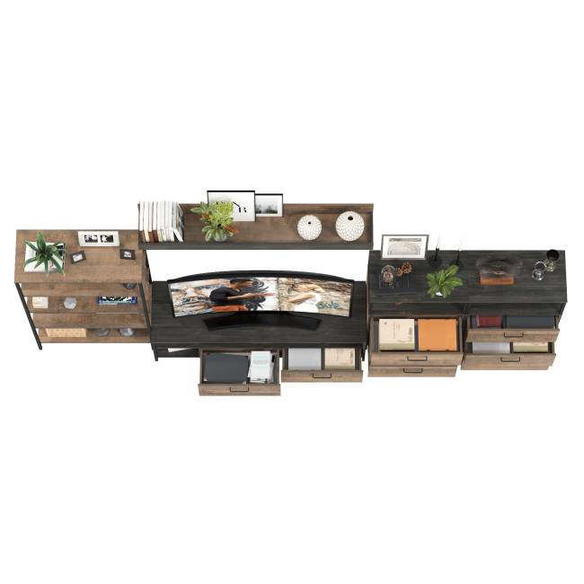 Индустриальная стенка для гостиной Трувор № 97 цвет дуб гранж песочный/интра Индустриальная стенка для гостиной Трувор № 97 цвет дуб гранж песочный/интра