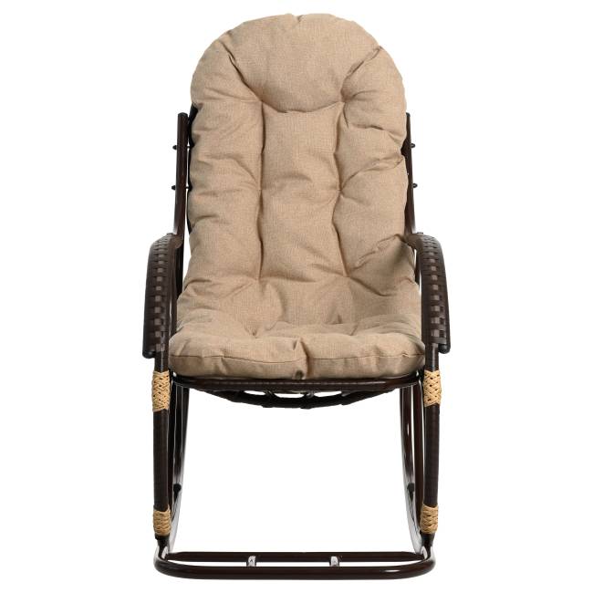 Кресло качалка с подножкой из искусственного ротанга, орех, разборное