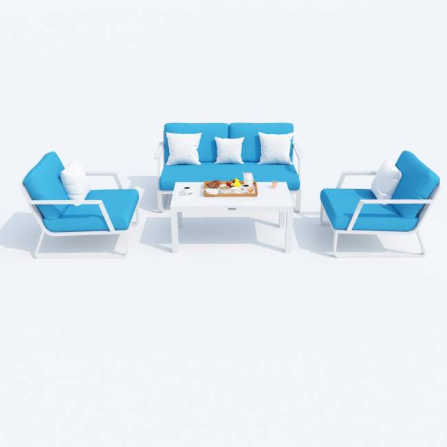 Лаунж зона ESTIVO голубая - белый каркас