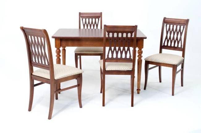 Обеденная группа Вивальди 120 со стульями Рич/ ромб бежевый, Орех Обеденная группа Вивальди 120 со стульями Рич/ ромб бежевый, Орех