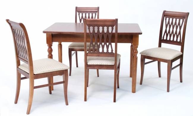 Обеденная группа Верди 120 со стульями Рич/ ромб бежевый, Орех Обеденная группа Верди 120 со стульями Рич/ ромб бежевый, Орех