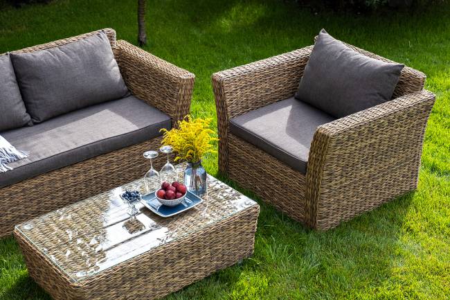 "Капучино" кресло из искусственного ротанга (гиацинт), цвет соломенный