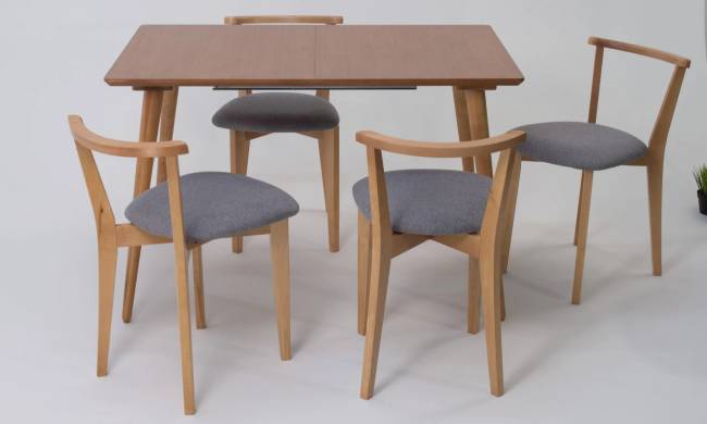 Стол Монте 120 натур со стульями Франк натур рогожка серый Стол Монте 120 натур со стульями Франк натур рогожка серый