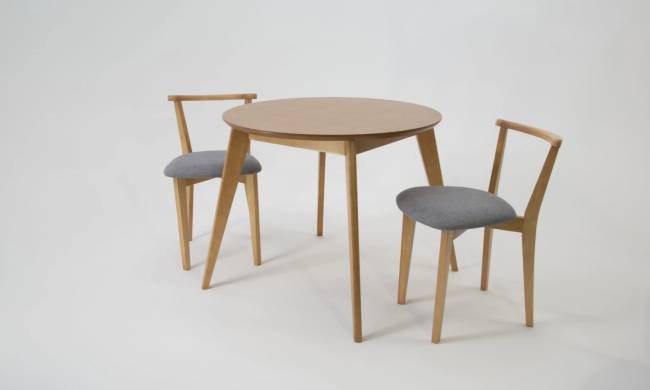 Стол Сканди К 100 натур со стульями Франк натур рогожка серый