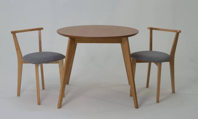 Стол Сканди К 100 натур со стульями Франк натур рогожка серый