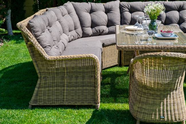 "Базелла" обеденная группа из искусственного ротанга, цвет соломенный "Базелла" обеденная группа из искусственного ротанга, цвет соломенный