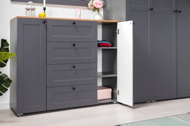 Мебельная стенка для прихожей Остин № 61 цвет серый графит/дуб крафт золотой Мебельная стенка для прихожей Остин № 61 цвет серый графит/дуб крафт золотой