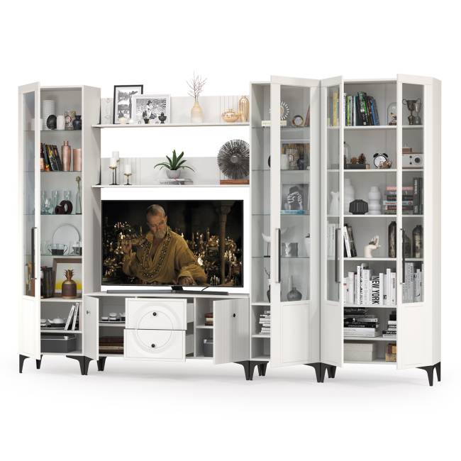 Валенсия стенка для гостиной № 71 цвет белый шагрень Валенсия стенка для гостиной № 71 цвет белый шагрень