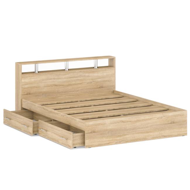 Кровать с ящиками Камелия 1600 цвет дуб сонома