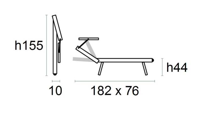 Шезлонг-лежак металлический Master серебристый 1820х760х440 мм Шезлонг-лежак металлический Master серебристый 1820х760х440 мм