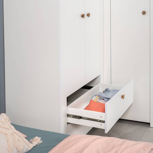 Шкаф для одежды с ящиками Джастин 13.339 цвет белый шагрень/дуб белый эксклюзив