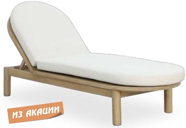 Шезлонг-лежак деревянный с матрасом (не для HoReCa) Pill светлый тик, бежевый 1900х630х280 мм Шезлонг-лежак деревянный с матрасом (не для HoReCa) Pill светлый тик, бежевый 1900х630х280 мм