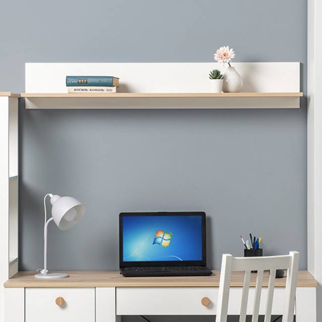 Полка Джастин 16.485 цвет белый шагрень/дуб белый эксклюзив