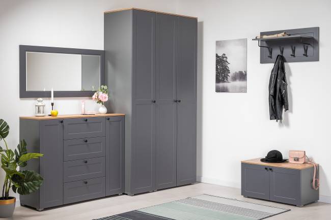 Тумба Остин 13.257 цвет серый графит/дуб крафт золотой Тумба Остин 13.257 цвет серый графит/дуб крафт золотой