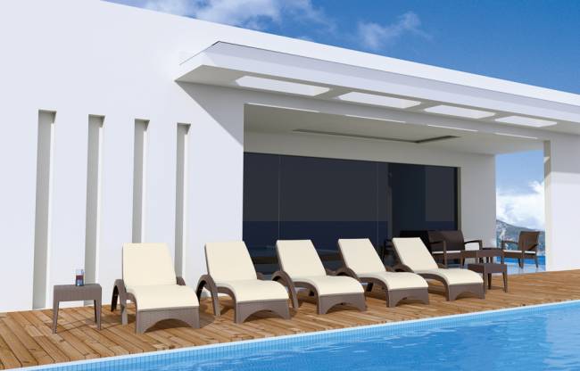 Шезлонг пластиковый с матрасом GS 1009 (Fiji) коричневый, слоновая кость 1870x730x340 мм Шезлонг пластиковый с матрасом GS 1009 (Fiji) коричневый, слоновая кость 1870x730x340 мм